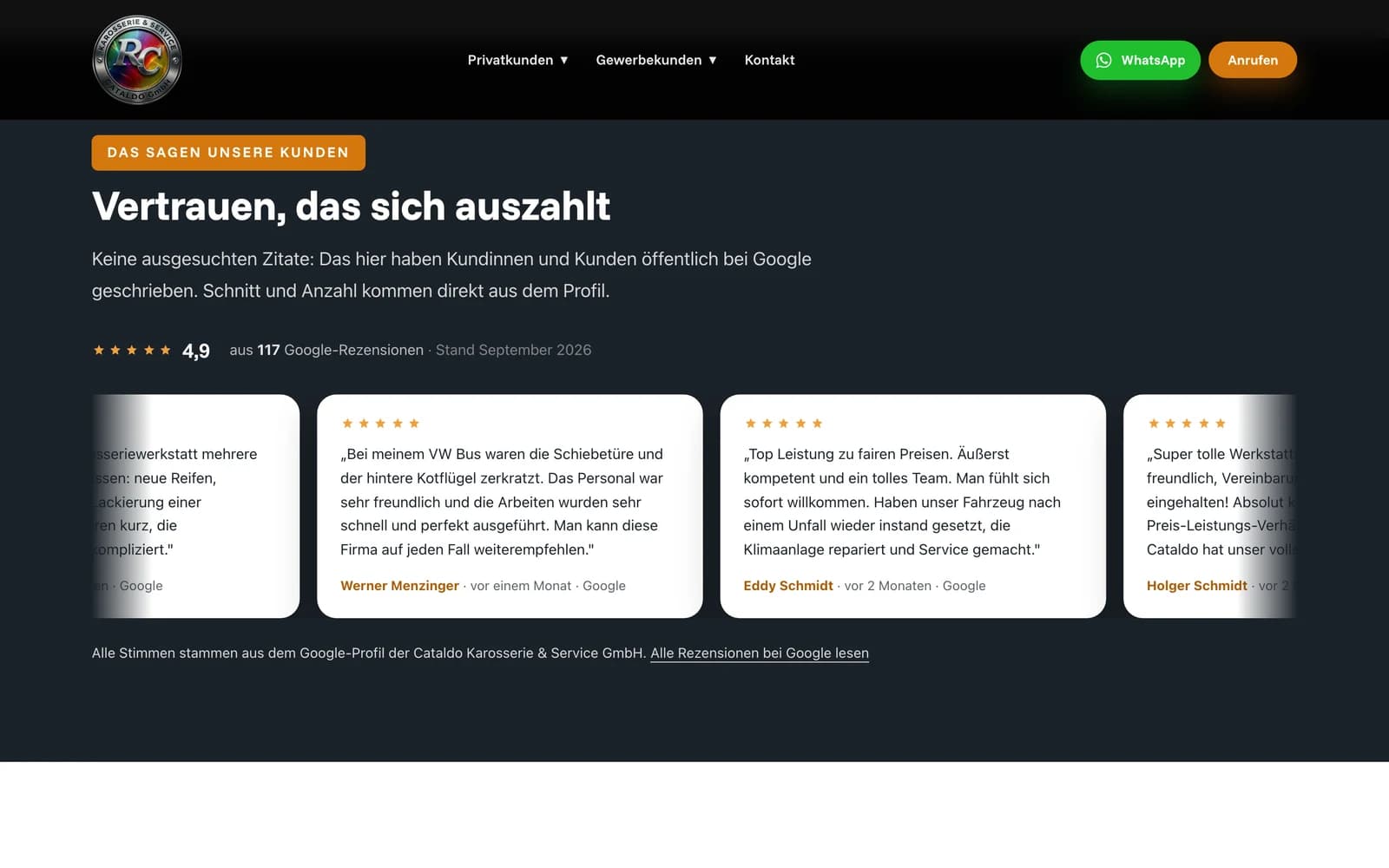Google-Rezensionen auf lackiererei-augsburg.de: 4,9 aus 117 Bewertungen