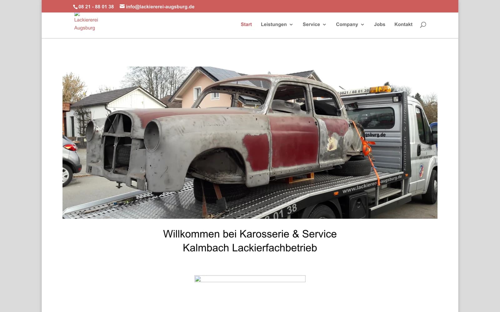 Die frühere Website unter lackiererei-augsburg.de mit dem Auftritt des Vorgängerbetriebs