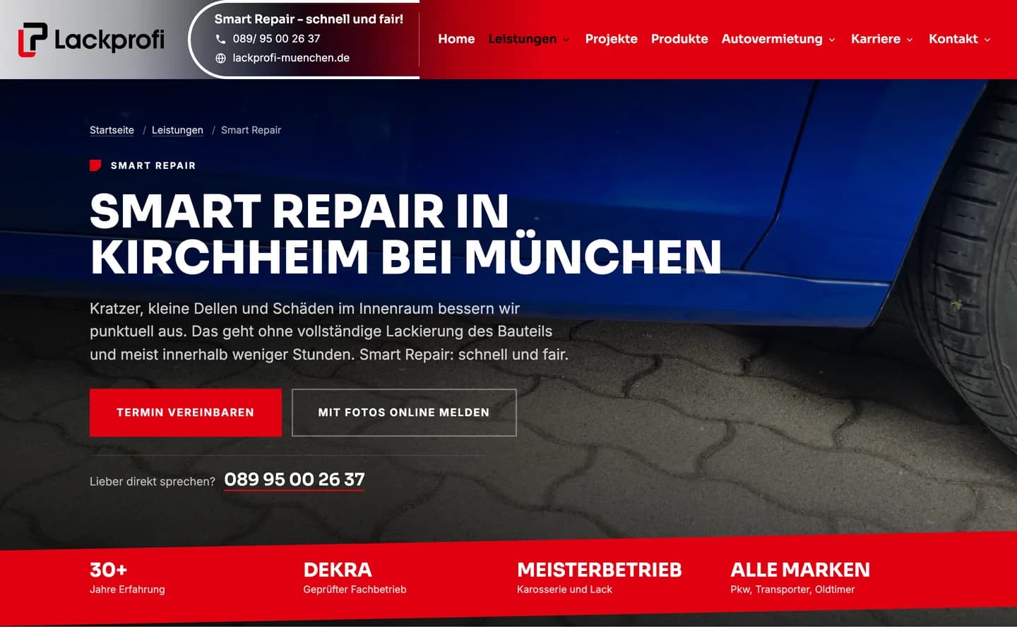 Leistungsseite Smart Repair auf lackprofi-muenchen.de