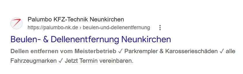 Google-Vorschau der Seite Beulen- und Dellenentfernung Neunkirchen von Palumbo